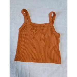Gypsy + Jade Burnt Orange Ribbed Tank Top Square Neck Crop XS/S BK13804